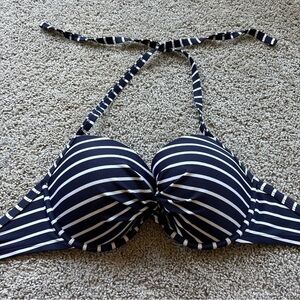 Aerie Navy Blue and White Striped Perkier Pushup Bikini Top Size 36DD